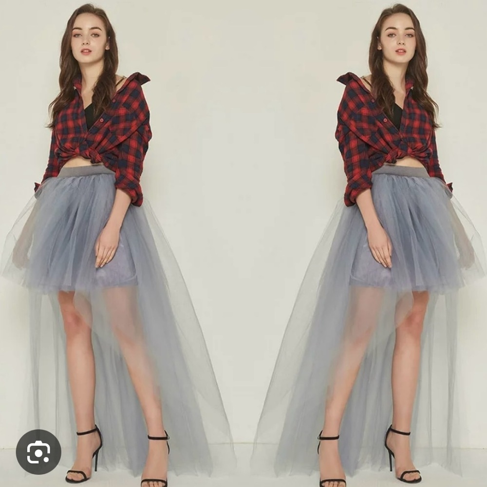 Gray high-low tulle petticoat